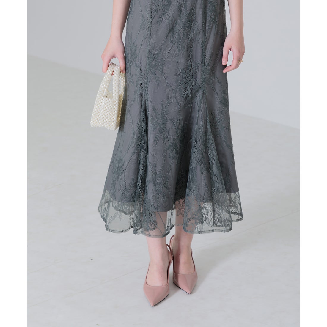 レジャ Leja 総レース透け感フレアスリーブレイヤードマーメイド