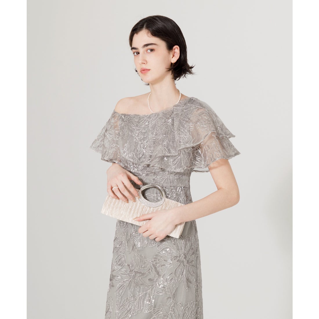 レジャ Leja フリルオフショルダースパンコールウェストマークスリット