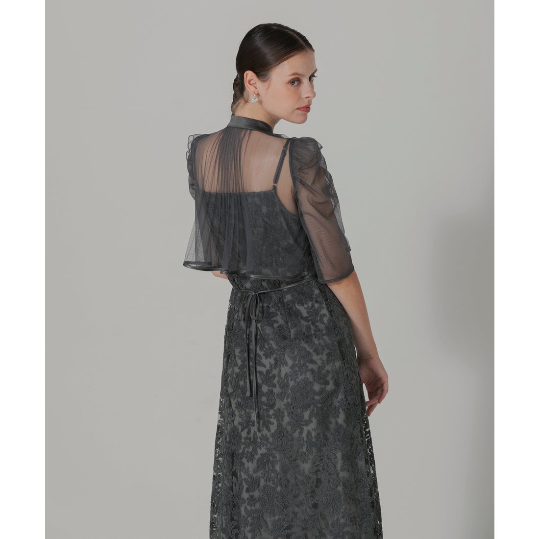 レジャ Leja フロントオープンバックプリーツウエストリボンボレロ