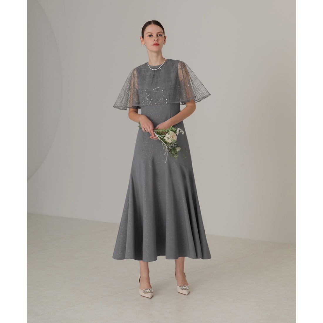 レジャ Leja チェックスパンコールボレロラメマーメイドフレアドレス