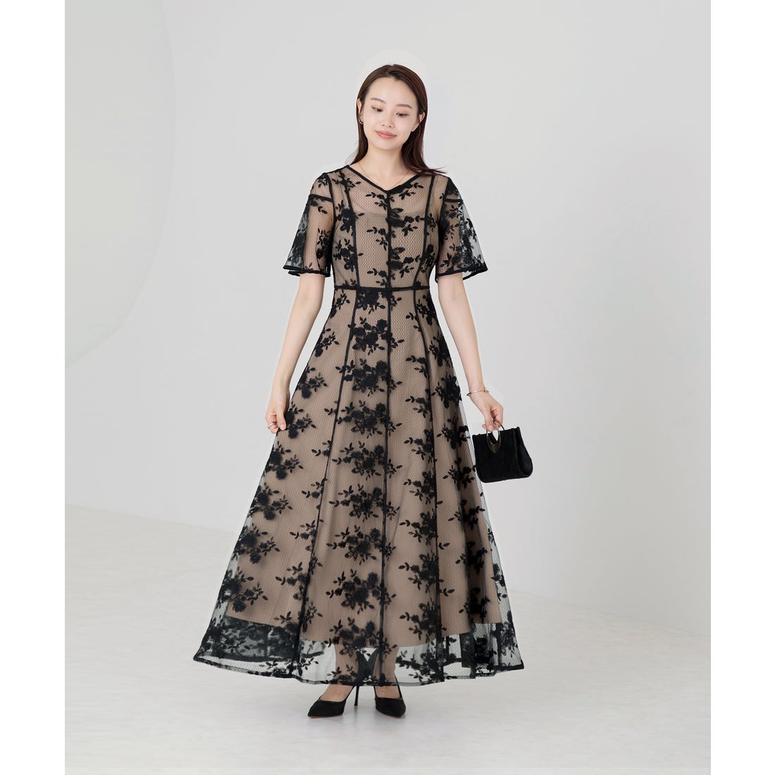 レジャ Leja 花柄後ろリボン半袖キャミワンピースセットアップ