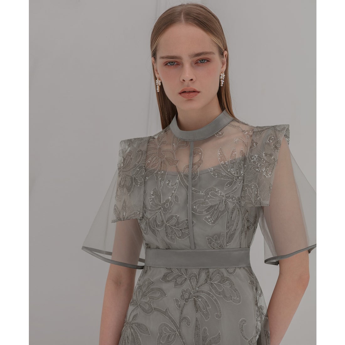 レジャ Leja フラップデザインフラワースパンコールAラインワンピース