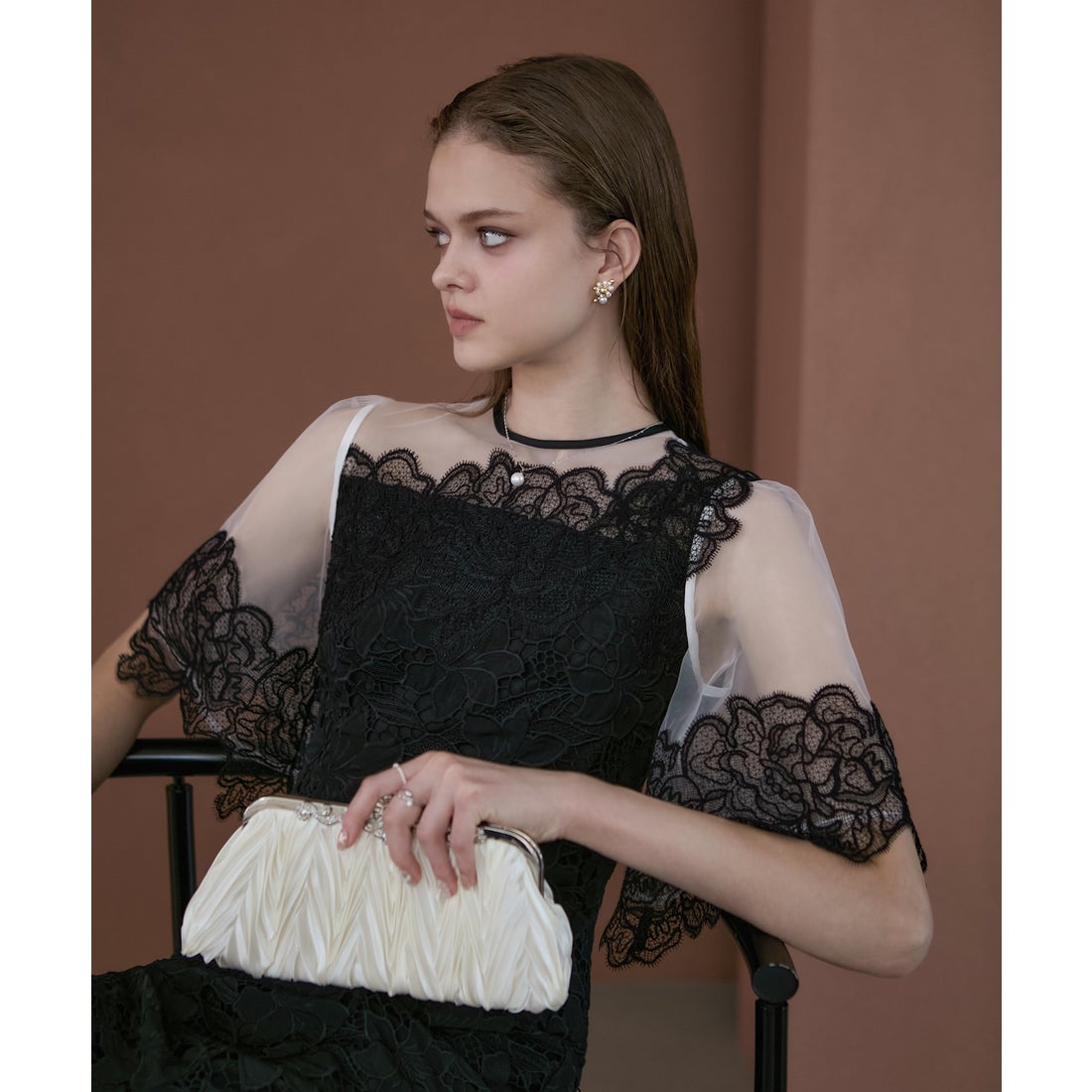 レジャ Leja シアーレースフラワーIラインドレスワンピース美脚効果