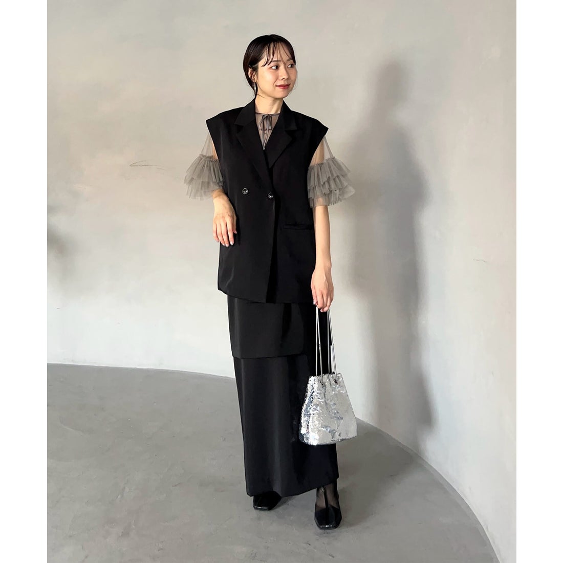 レジャ Leja チュールフリルリボンボレロスパンコール花柄刺繍ベア