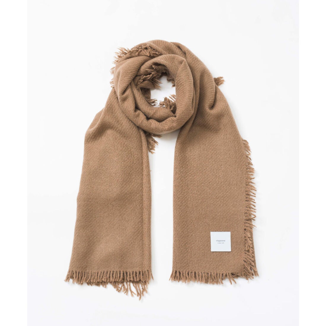 カルティエ カシミアストール ロゴプリント ベージュ フリンジ付き