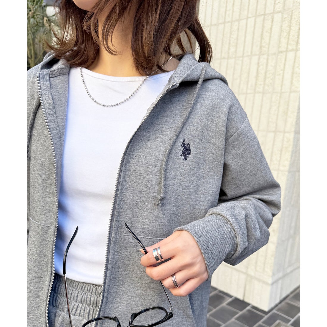 ユーエスポロアッスン U.S. POLO ASSN. ワンポイントロゴ ダブルジップ