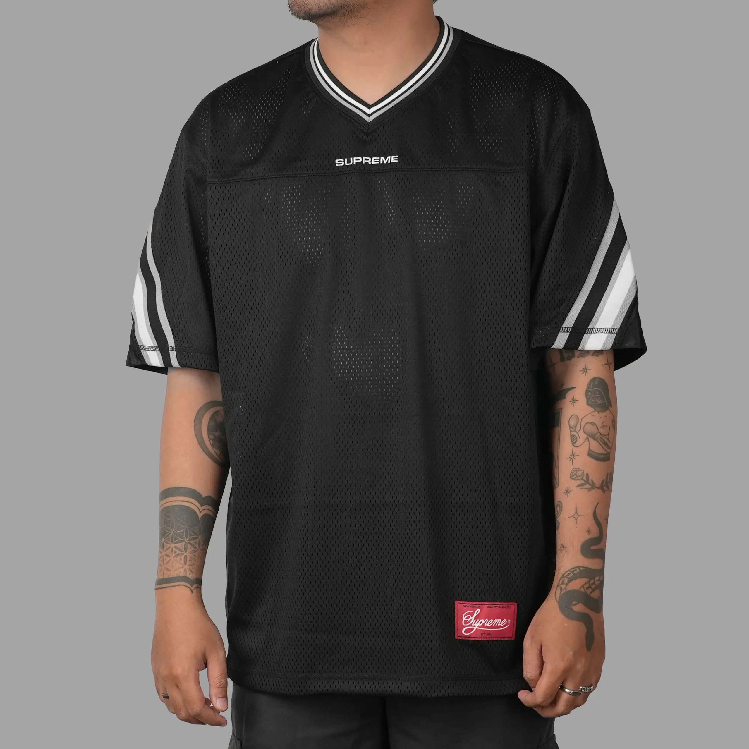 Supreme Jacquard Rib Football Jersey Black | Senikersku
