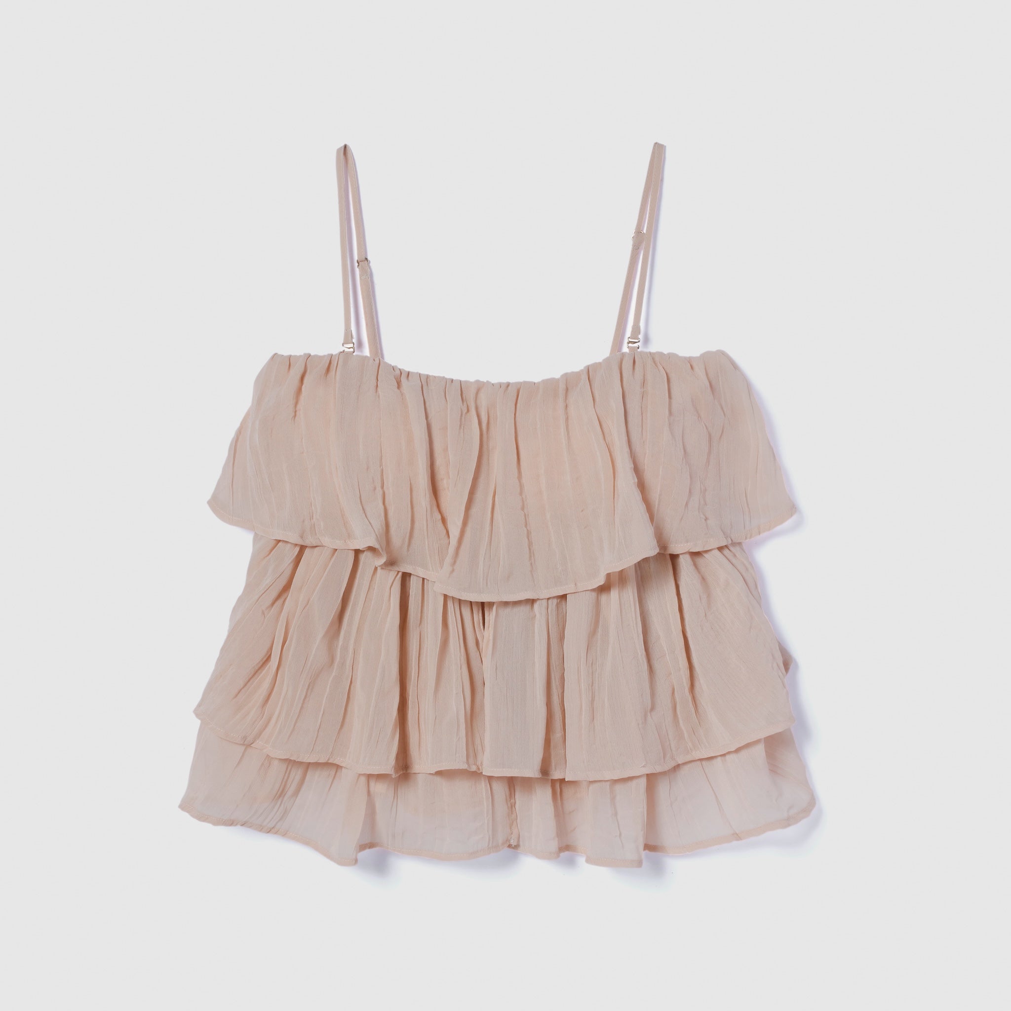 本日のみ値下げ新品collab パッドinフリル2wayキャミソール ブラウン