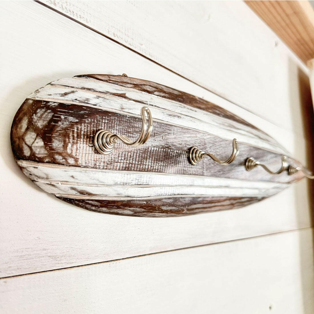 木製壁掛けフック サーフボード型おしゃれなウッドフック 鞄掛け 鍵