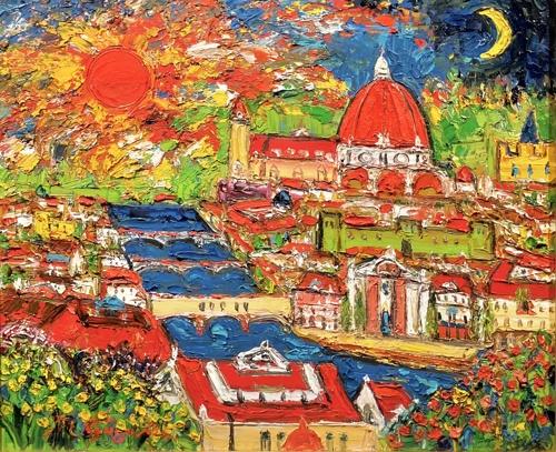 鈴木マサハル ヴェネツィア風景の油彩額縁 鈴木マサハル ヴェネツィア