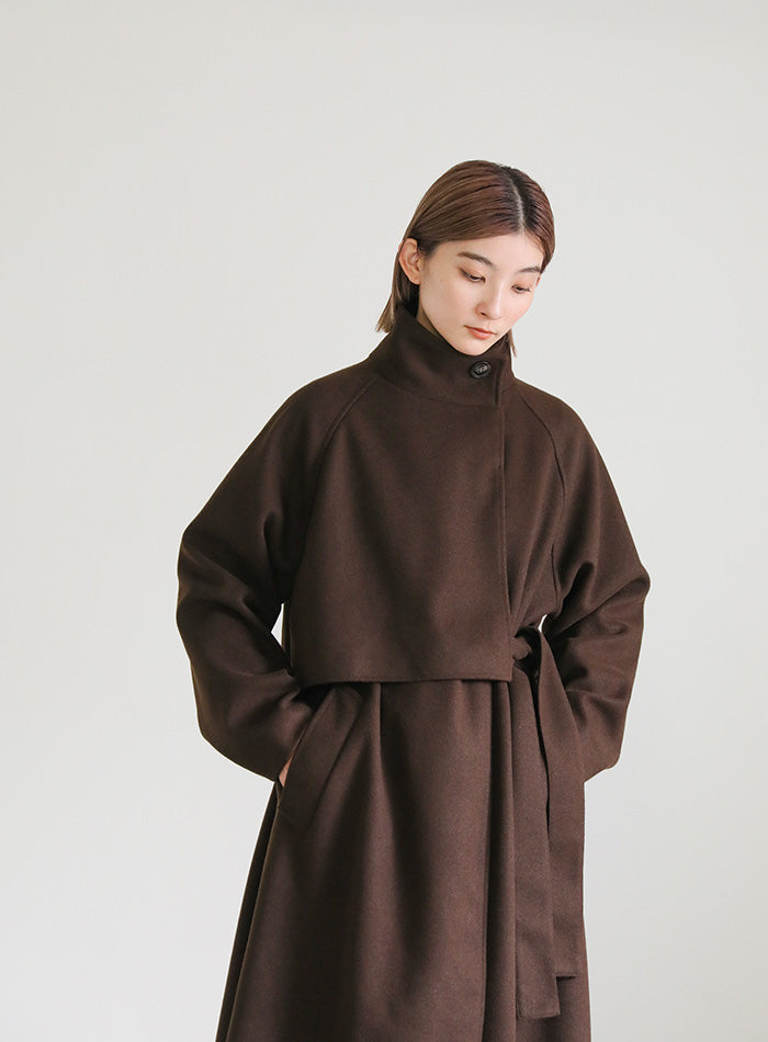 スタンドカラーフェイクウールケープコート – SELECT MOCA