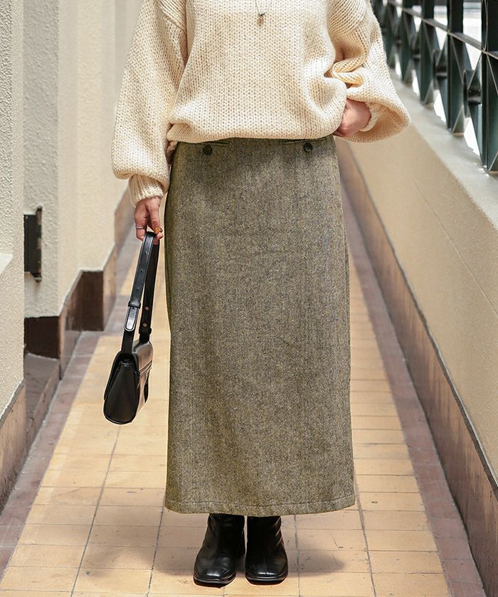 ツイードIラインスカート | titivate