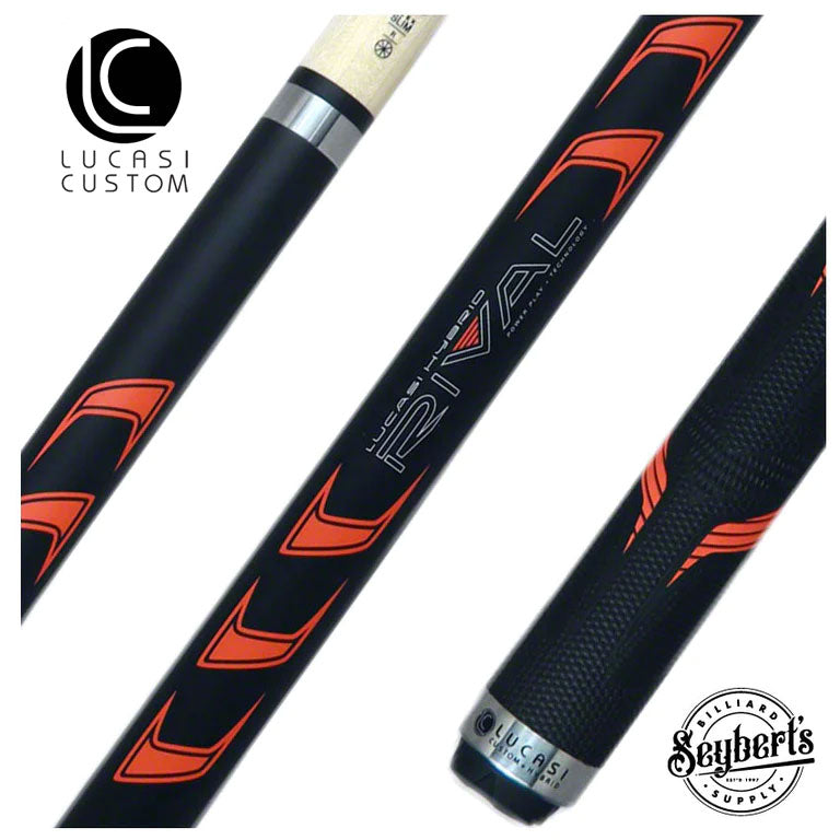 Lucasi Rival Black/Metallic Orange Pool Cue - LHRV25 - Seybert's