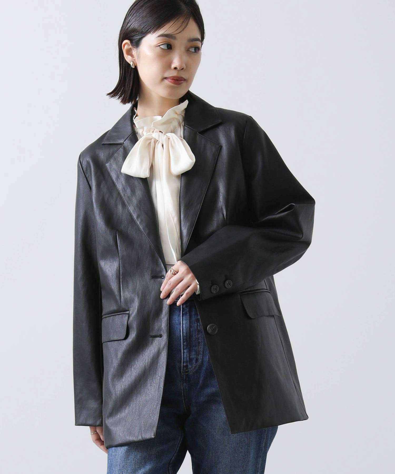 Gready Brilliants.エコレザーテーラードジャケット | SEKIMIKI Online