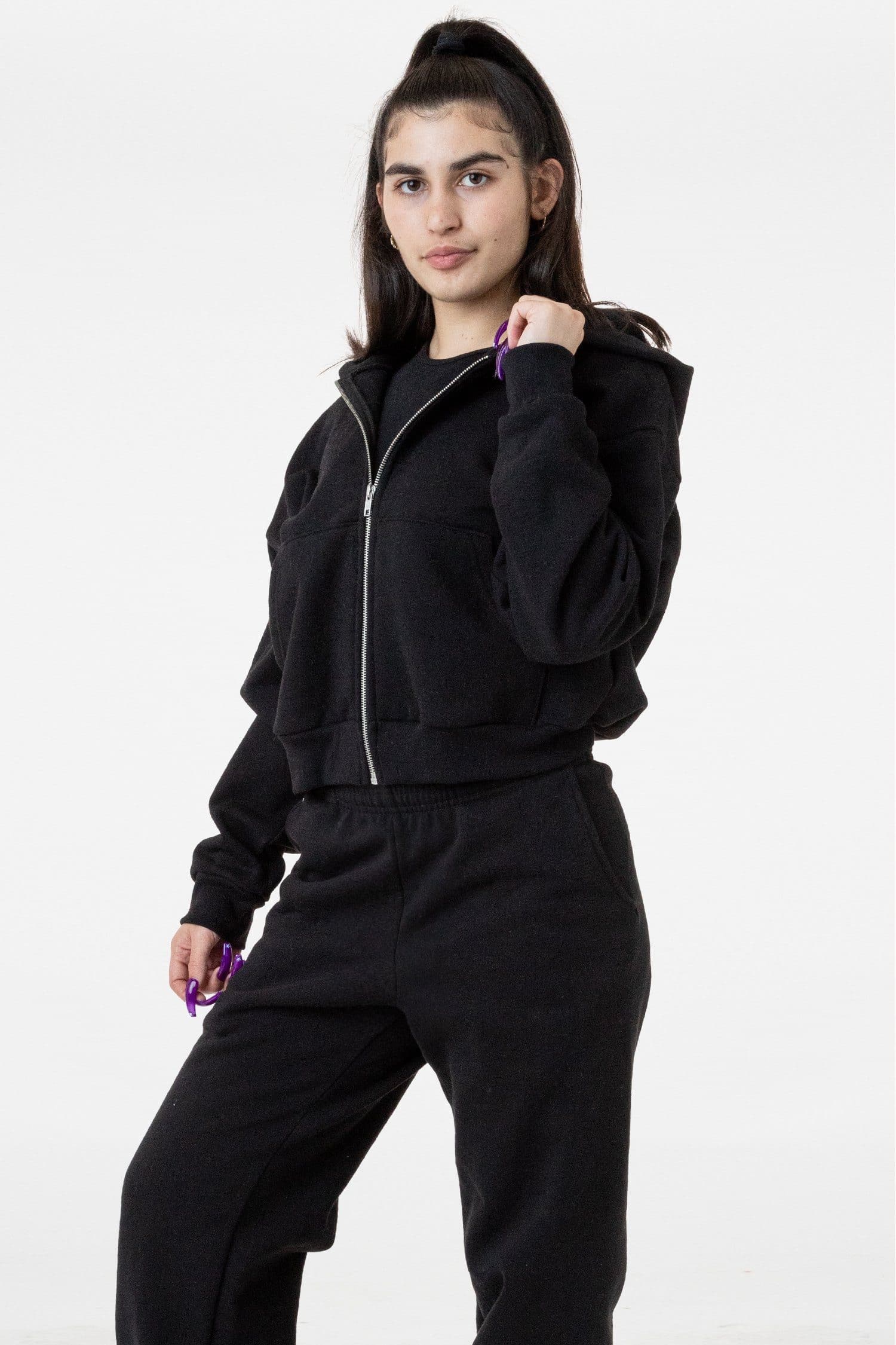 Los Angeles Apparel - HF16 Cropped Heavy Fleece Zip Up Hooded