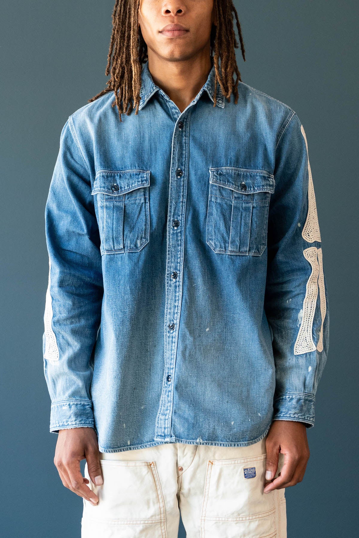 Kapital Kountry 8oz Denim Work Shirt (BONE Embroidery) | PRO
