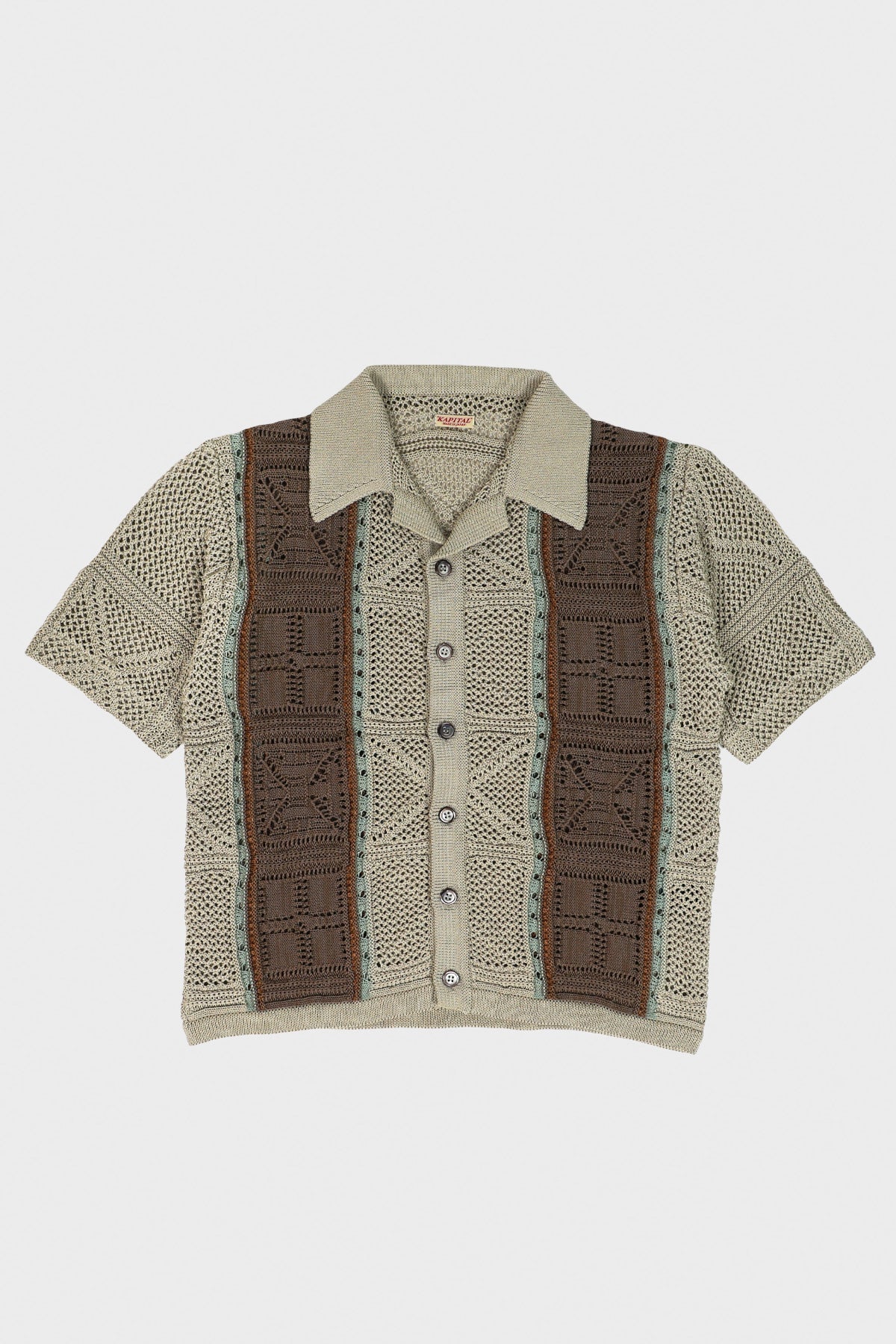 Kapital 7G Crochet Knit TENNESSEE Aloha Polo | Beige | Canoe Club
