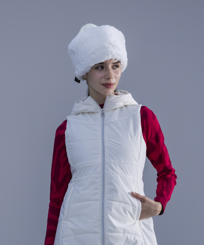 ファッション】軽くて暖かい‼️中綿ノースリーブワンピース