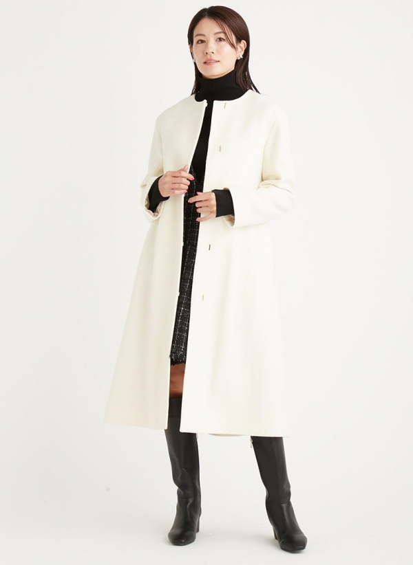 セルフォード】定番‼カシミア混ノーカラーコートのご紹介❄ | CELFORD