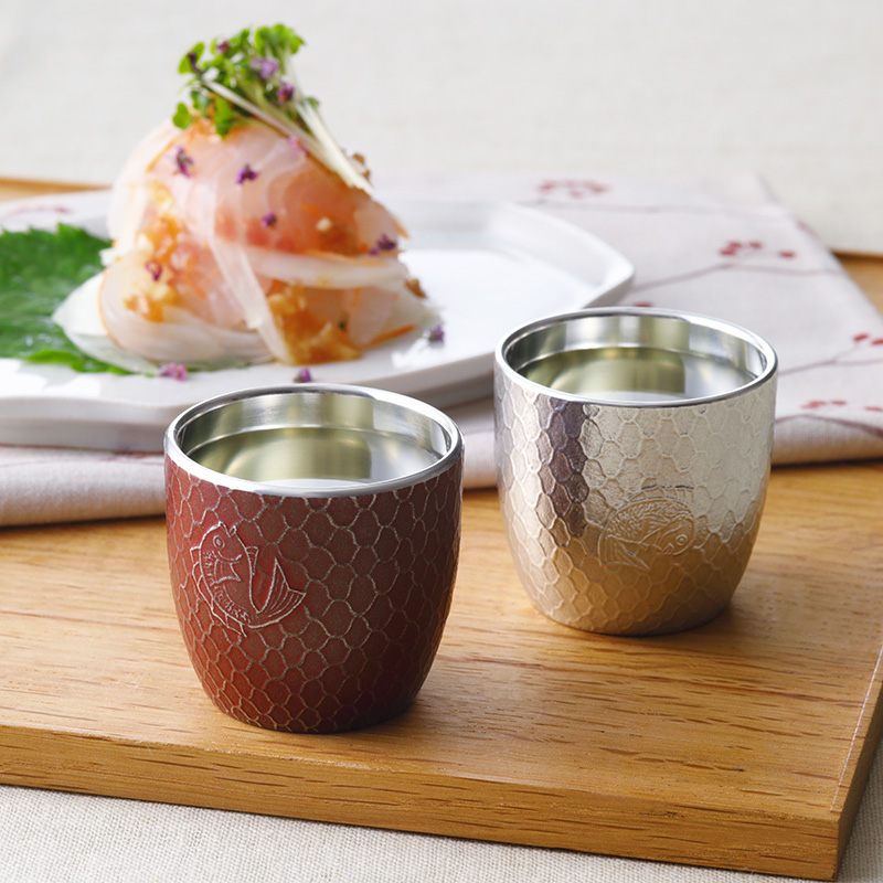 大阪錫器』のぐい呑 鯛網 紅白ペアの通販 |あまからセレクション