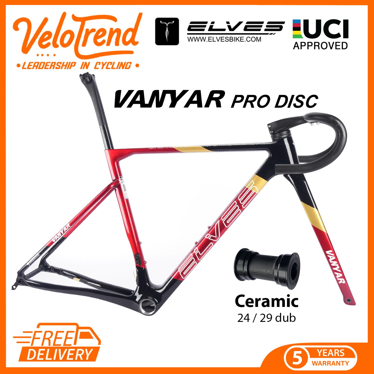 ELVES Vanyar Pro Disc Road Framesets, Superlight Full Carbon Disc