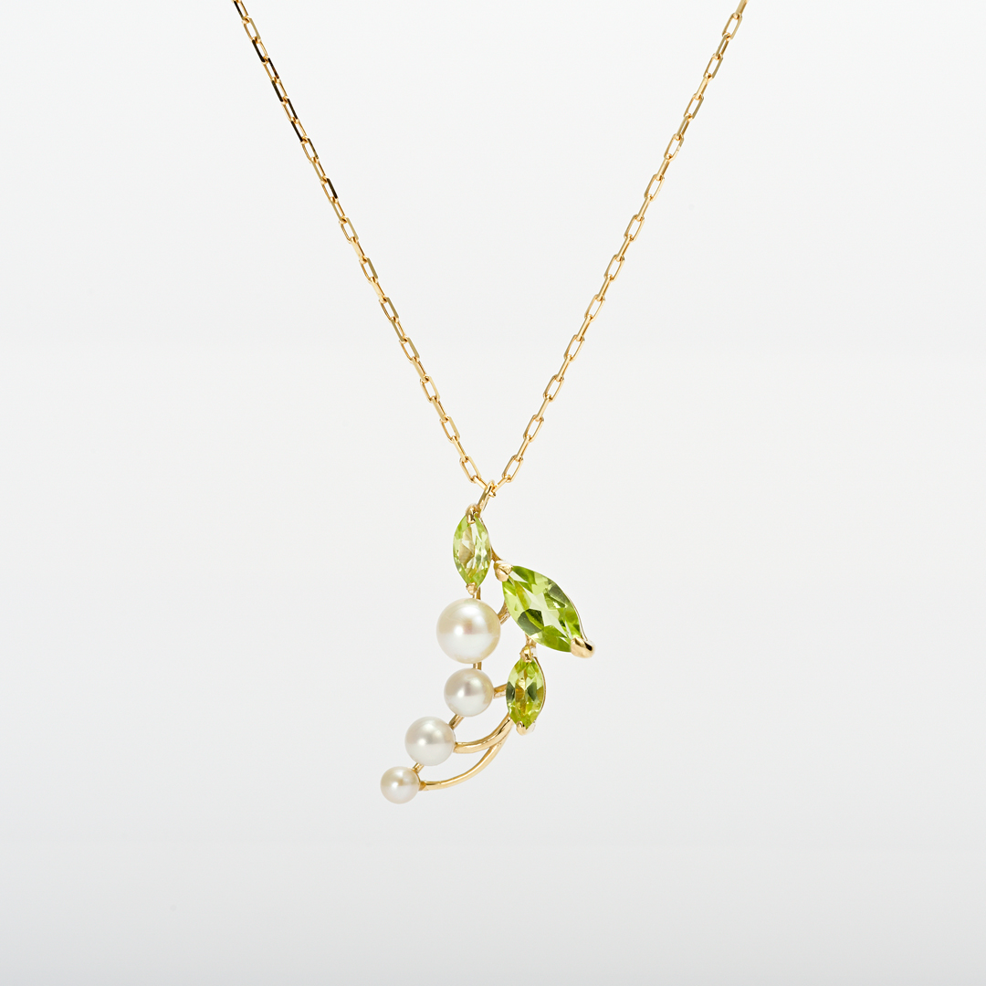 ネックレス K10/K18イエローゴールド ペリドット 淡水パール(JL