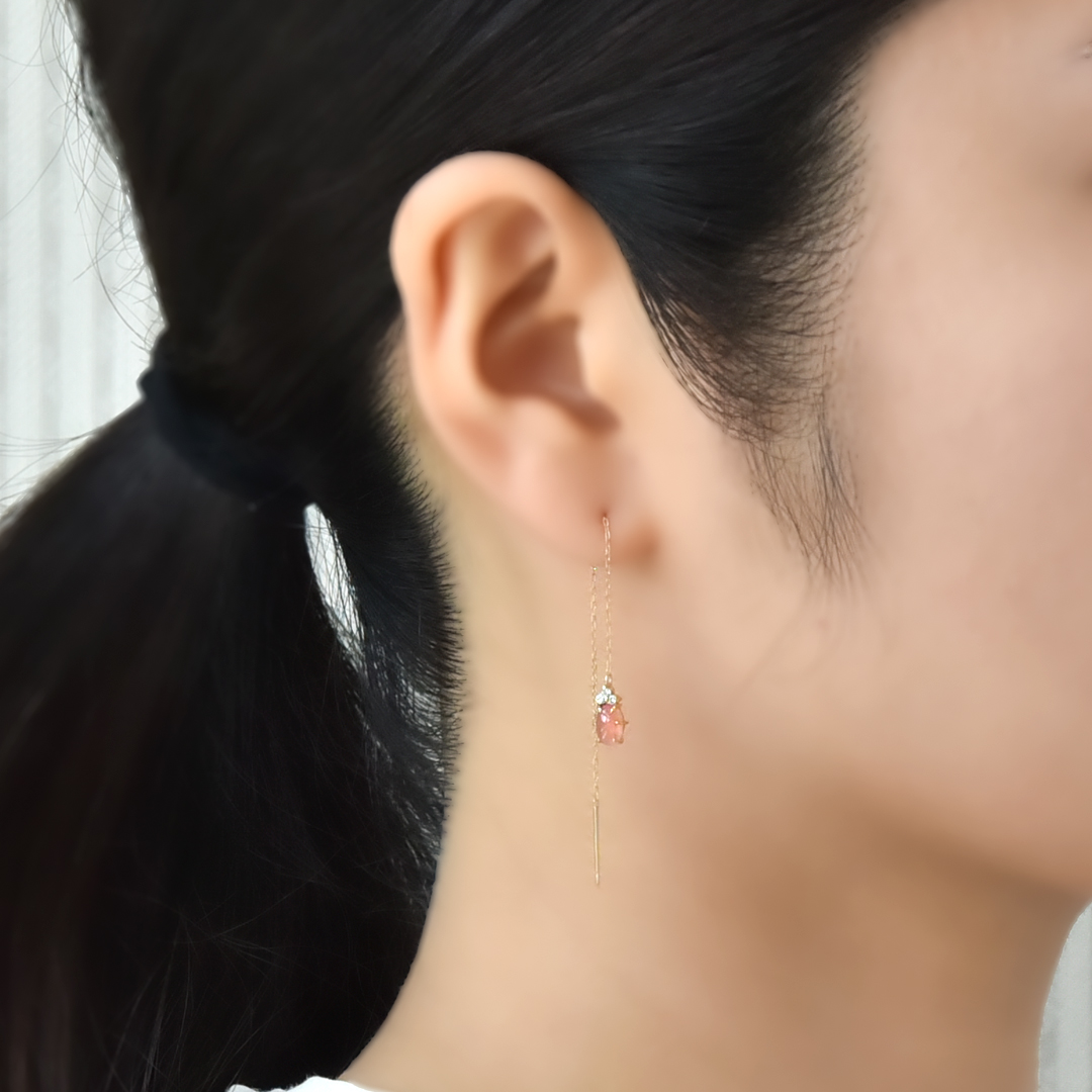 アメリカンピアス K10/K18イエローゴールド 北海道産インカローズ