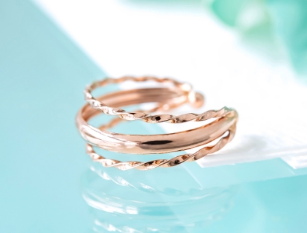 ピンキーリング K10ホワイトゴールド ダイヤモンド合計0.02ct(二連)(4