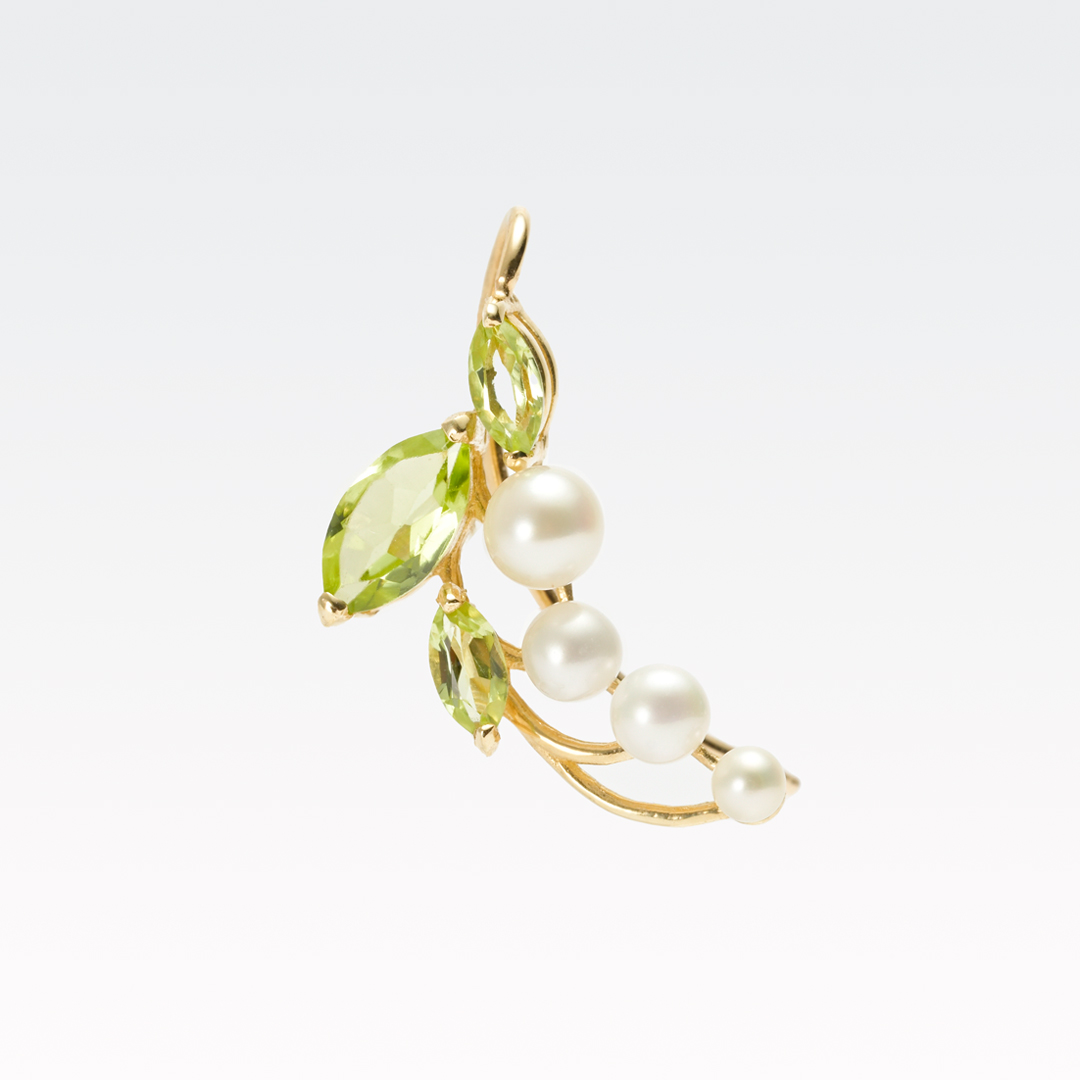 片方】イヤーカフ K10イエローゴールド ペリドット 淡水パール(JL