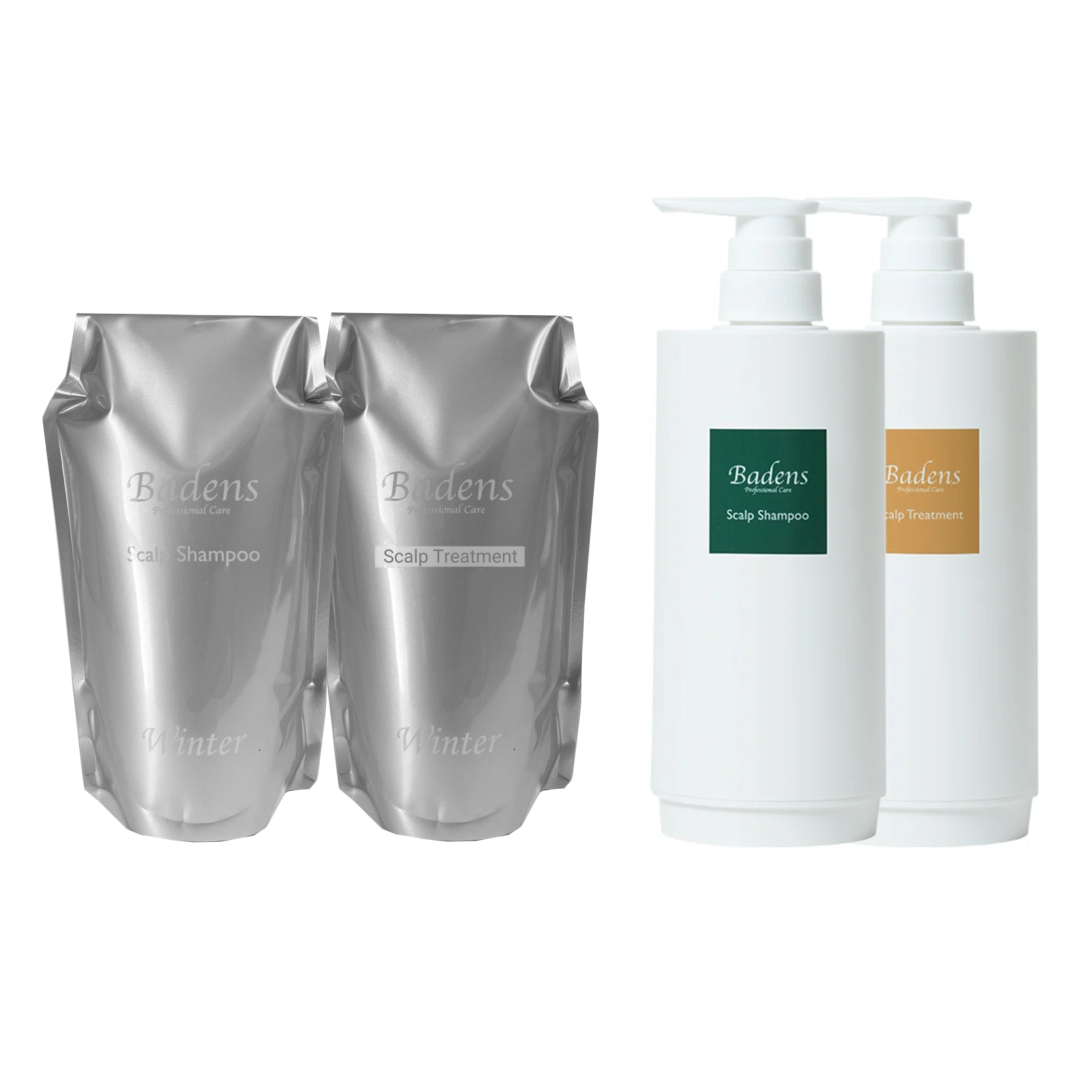 Badens スカルプシャンプー・トリートメントボトル4点セット500ml