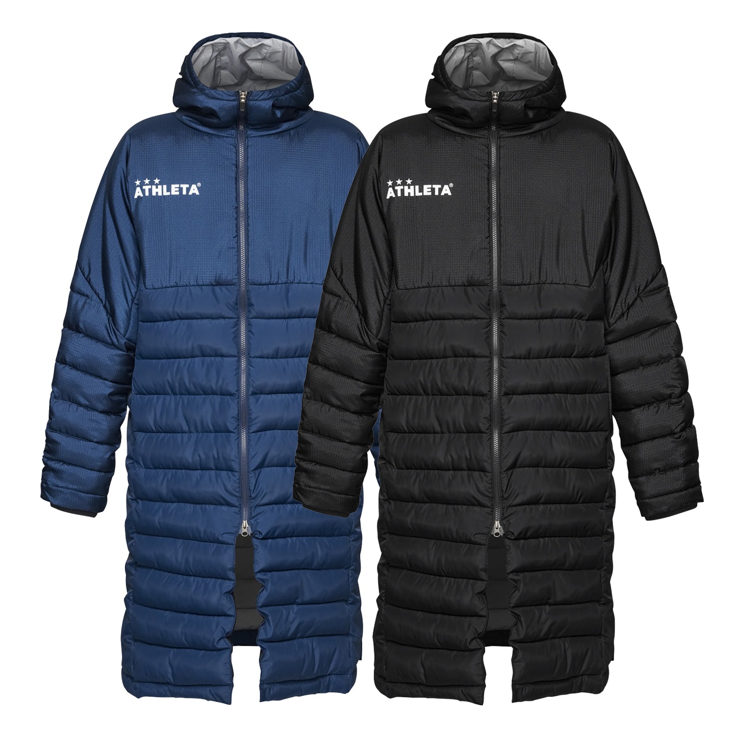 美品 アスレタ 中綿入ロングコート ベンチコート カモフラ柄 ロゴ入 O