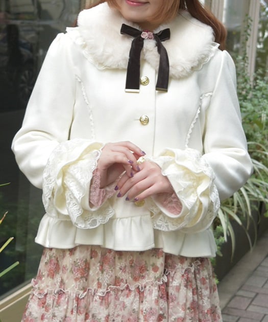 ローズリボン付フリルコート 【会員限定価格】 | axes femme online shop