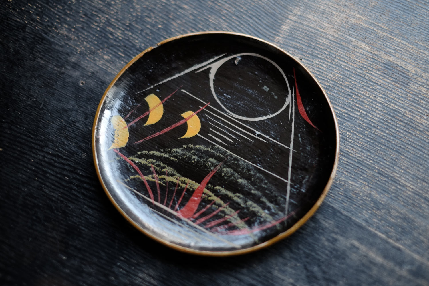 時代 浄法寺塗 色漆絵 平皿 (江戸時代) – 逢季荘