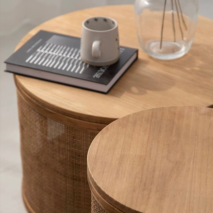 ラタン ラウンドサイドテーブル