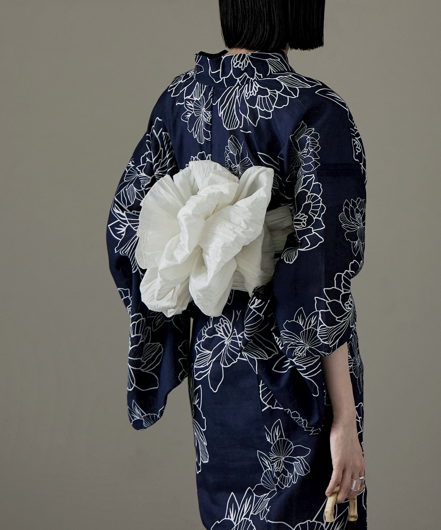 着付けのいらない簡単セパレート綿浴衣＋しわ兵児帯 2点セット 紺地に