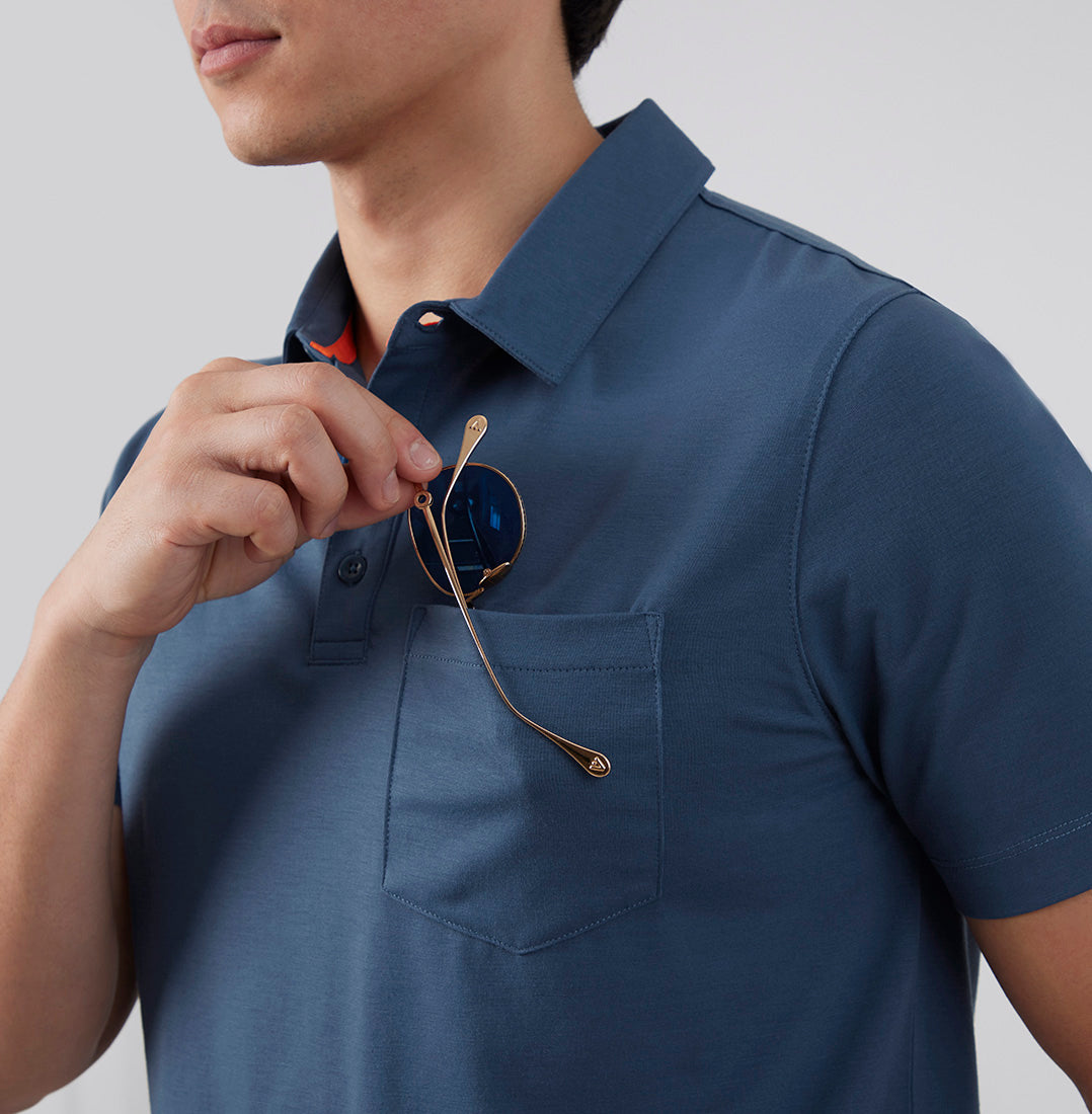 Blue Threshold Knit Polo | Bluffworks