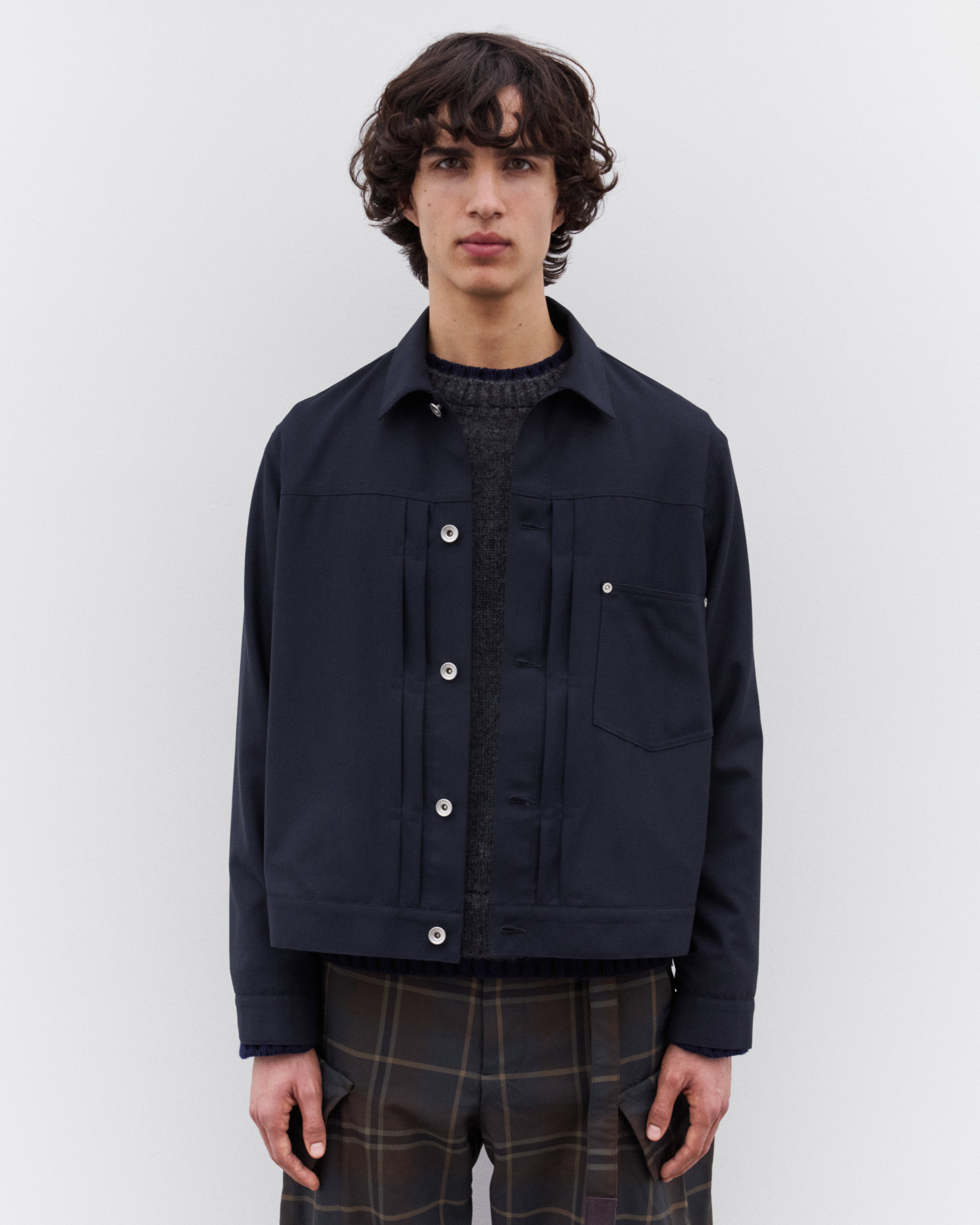 sacai: Men's Trucker Jacket (Black) | DSML E-SHOP