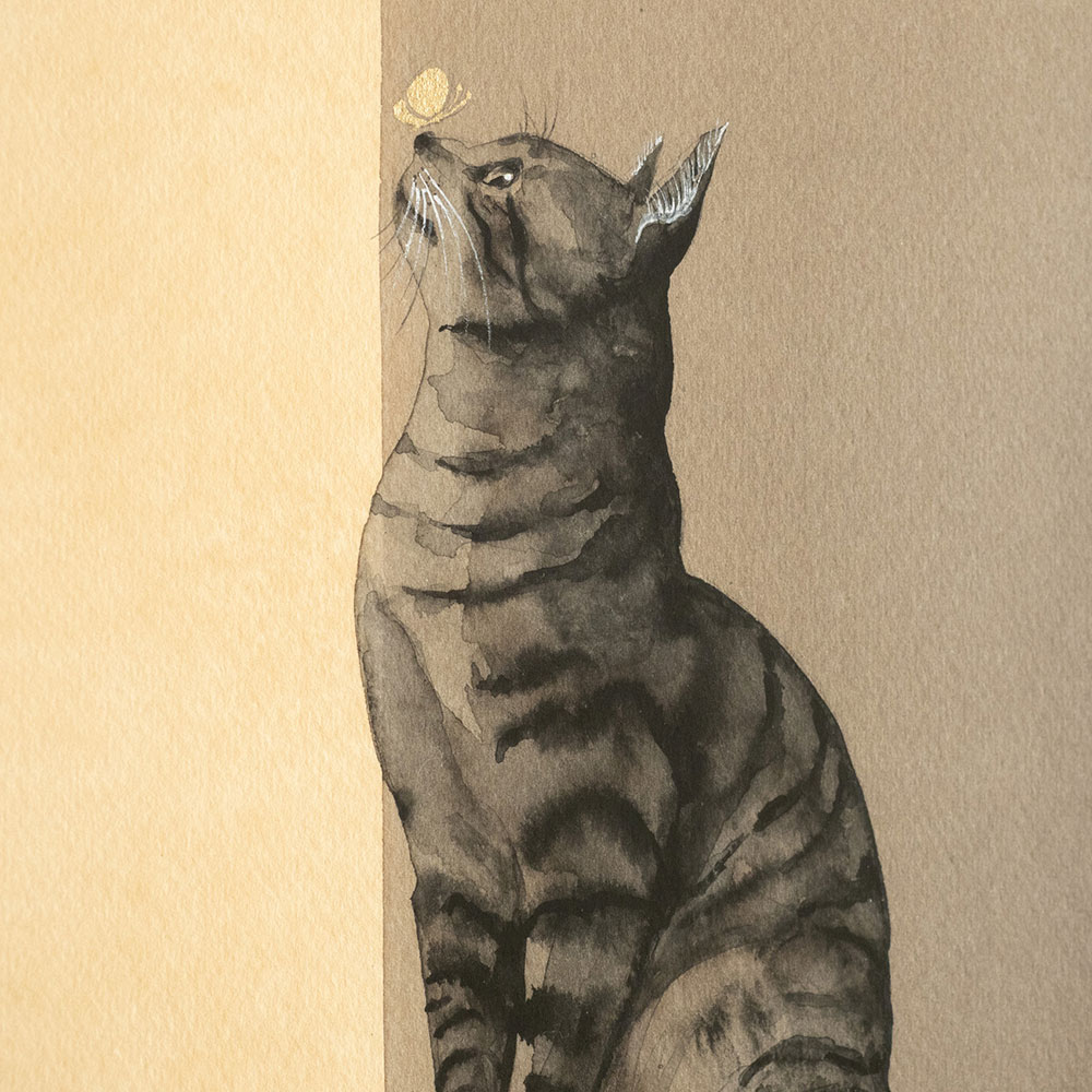 蝶と猫」/水彩画: インテリア・ライフスタイル | スイーツ・グルメ