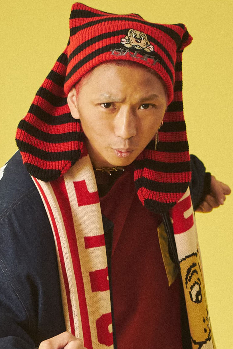 GALFY (ガルフィー) 犬耳ニット帽 RED/BLACK / ロックファッション