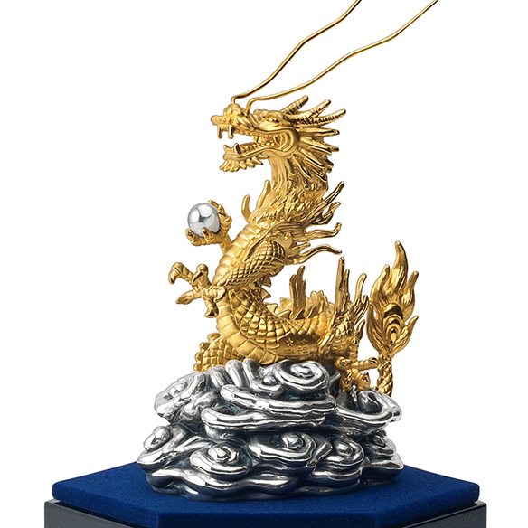 純金置物 「瑞雲昇龍」 (純プラチナ宝珠付)＜大淵光則原型作＞ | 高