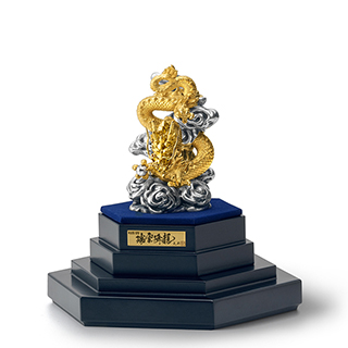 純金置物 「瑞雲昇龍」 (純プラチナ宝珠付)＜大淵光則原型作＞ | 高