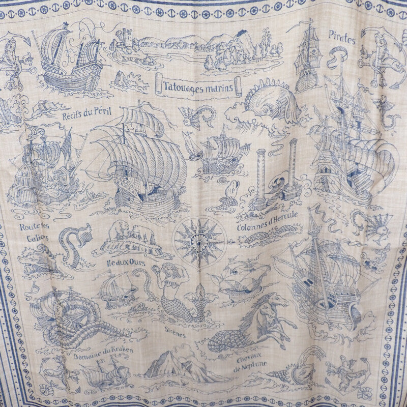 エルメス HERMES カレジェアン140 船乗りのタトゥー バンダナ スカーフ