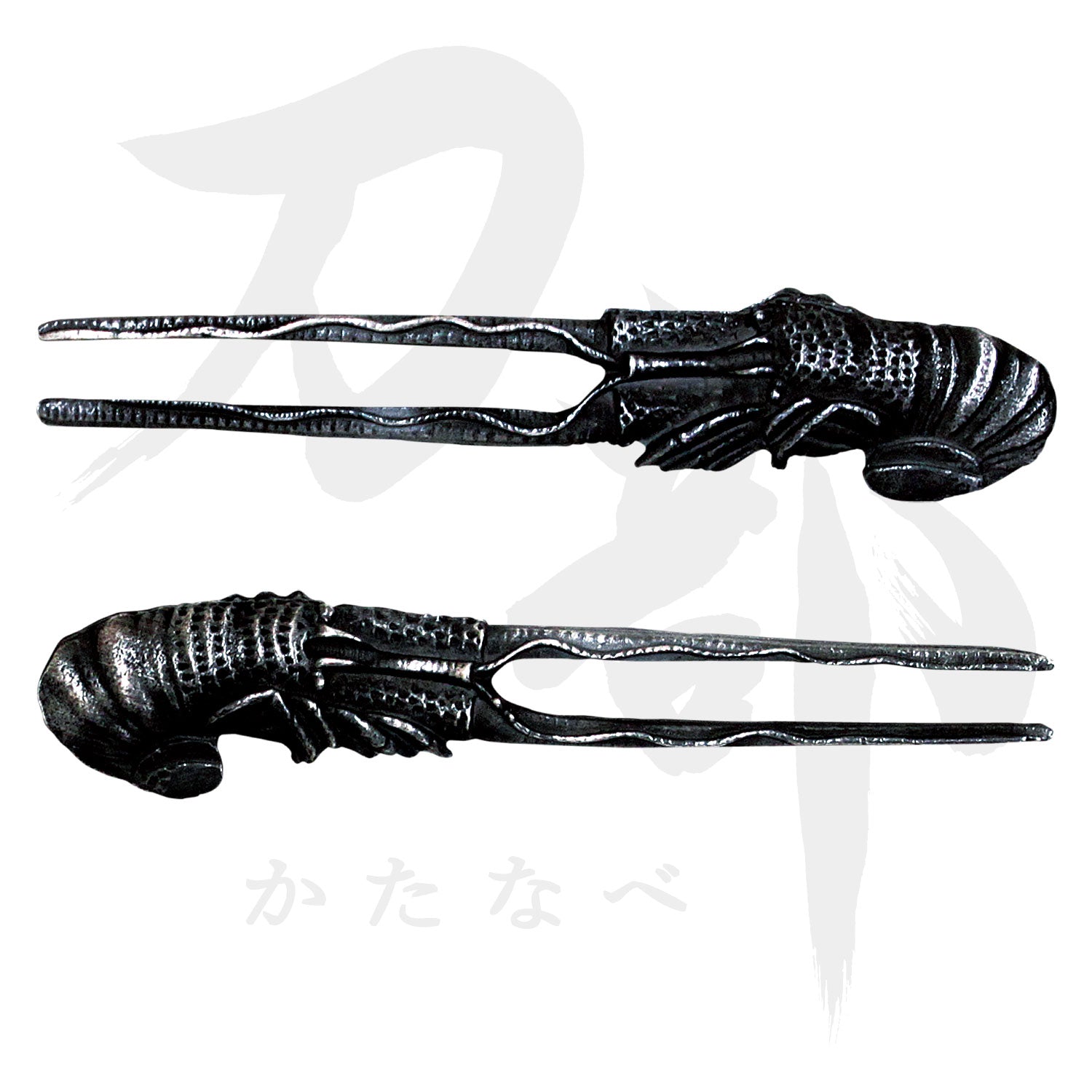 海】江戸明治期 日本刀装具 人物馬文 金象嵌 縁頭 2点