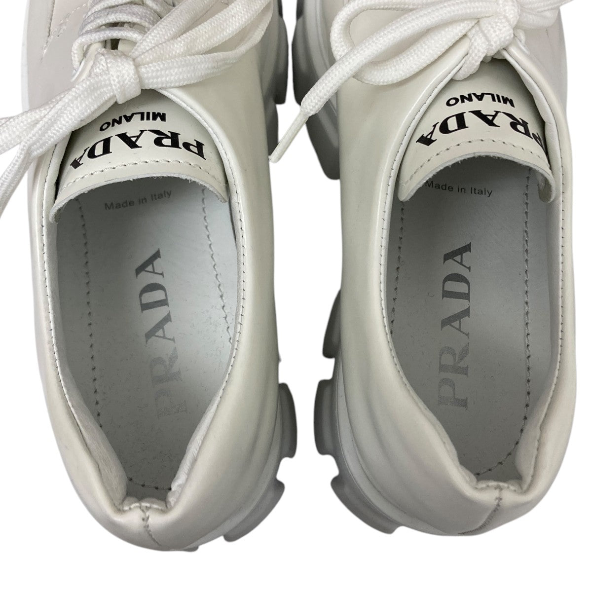 PRADA(プラダ) モノリスレースアップシューズ ホワイト サイズ 40