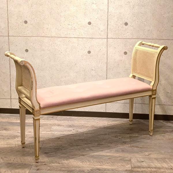 ロングスツール ベンチソファ チェア ピンク 椅子 木製 アンティーク