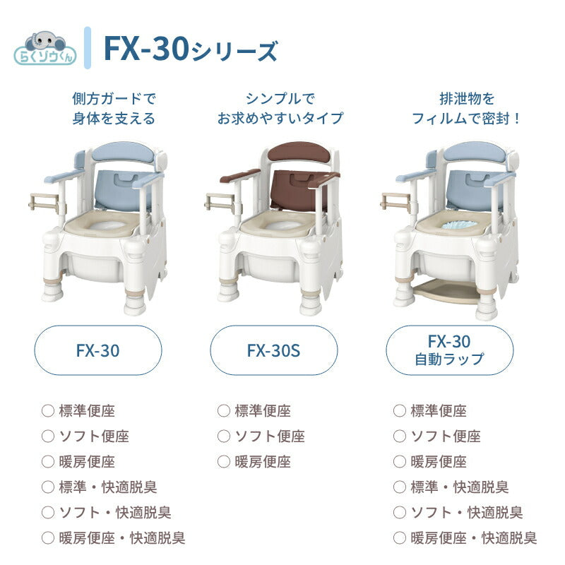 安寿 ポータブルトイレ FX-30S (側方ガードなし) らくゾウくん 標準