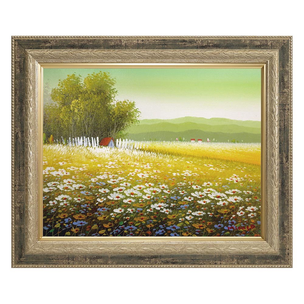 油絵（小花）額装 小さな絵 油絵（小花）額装 小さな絵