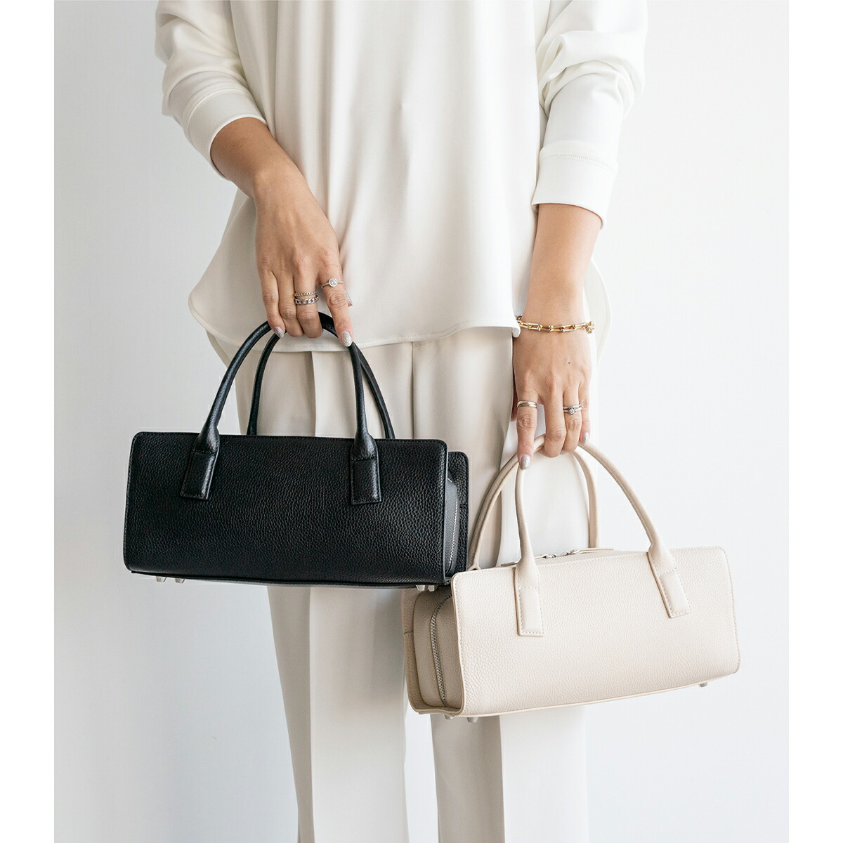 yuki(ドキ子さん)ROOMコラボ】 本革 ボストン 横長バッグ バゲット