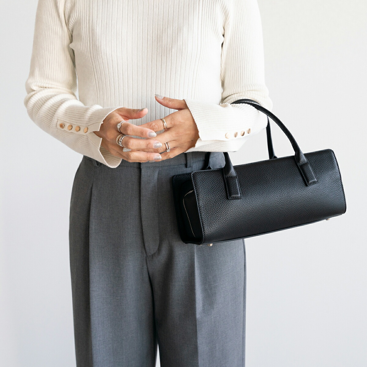 yuki(ドキ子さん)ROOMコラボ】 本革 ボストン 横長バッグ バゲット