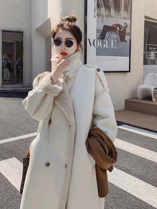 楽天市場】ロングコート アウター 厚手コート フェイクムートンコート